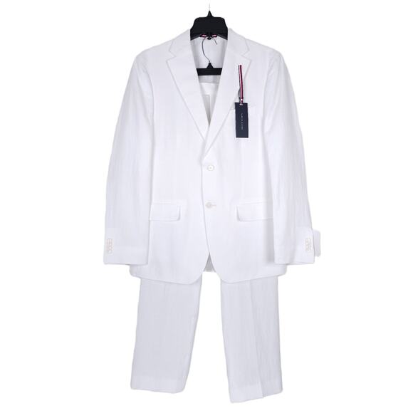 Tommy Hilfiger Men's Modern-Fit 100% Linen 2-Piece Suit White 42L 36x34 NWT